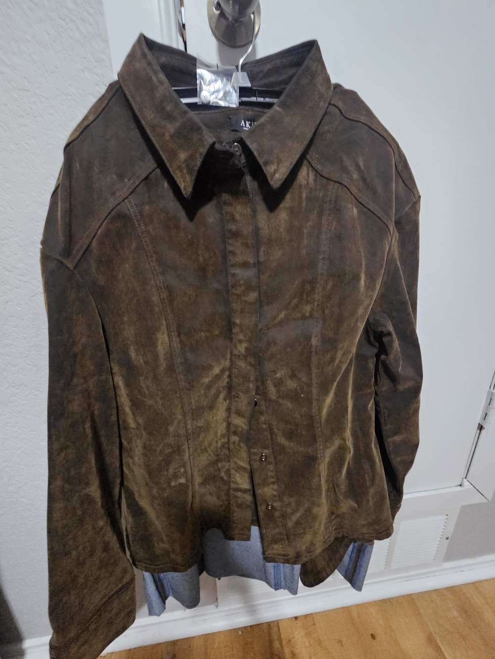 AKIRA Brown Suede Leather Jacket - Women's Dark Brown